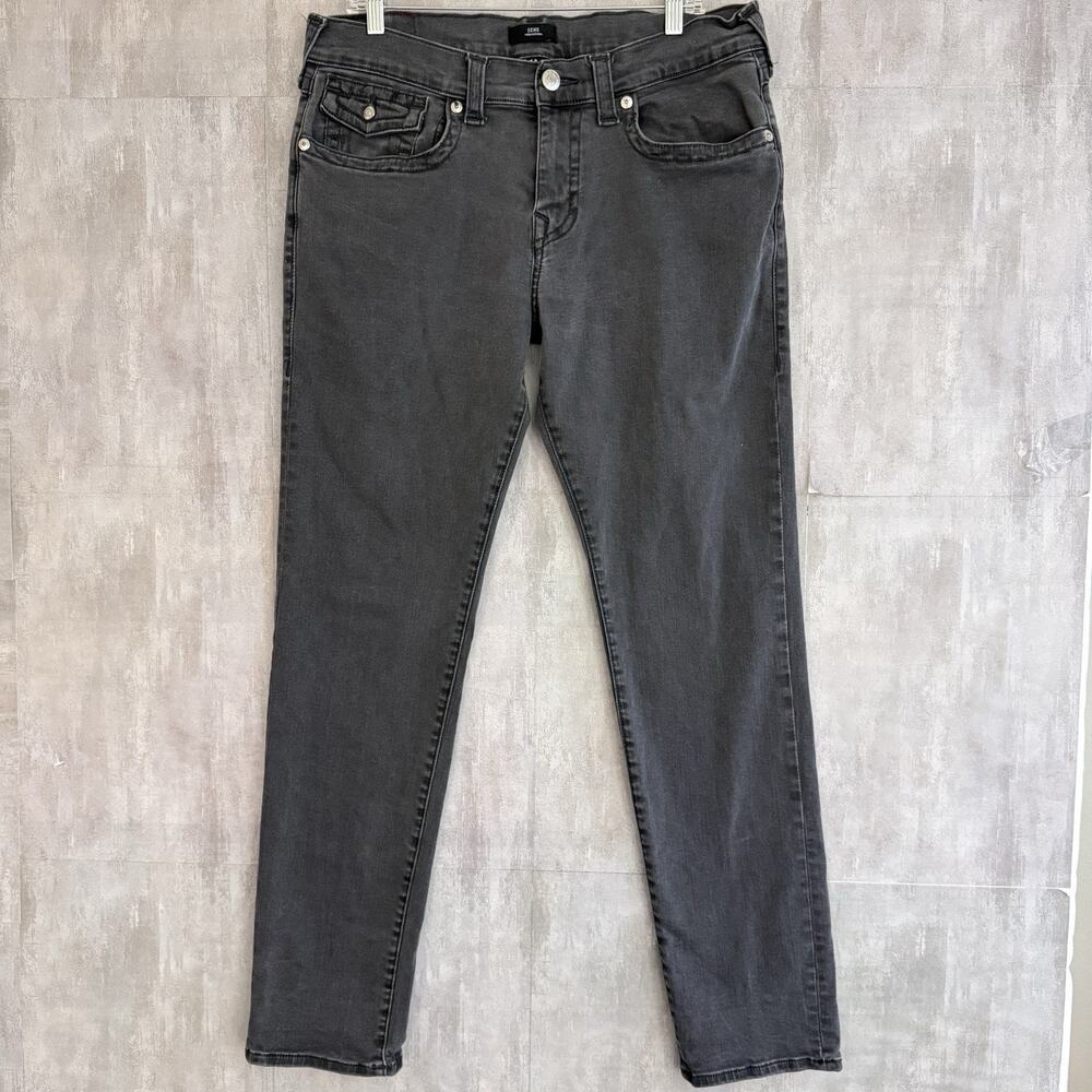 True Religion Jeans Mens 34x32 Geno Relaxed Slim Faded Wash Denim Pocket Flap